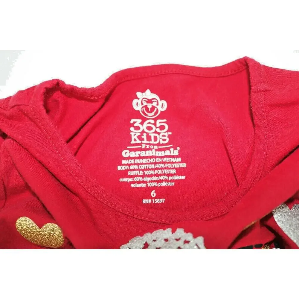 365 Kids Wonder Nation Black Leggings Red Shirt Bundle Outfit Girl’s Size S/6